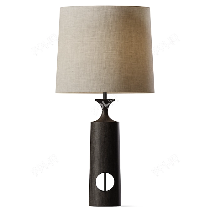 Modern Dark Wood Table Lamp 3D model image 2