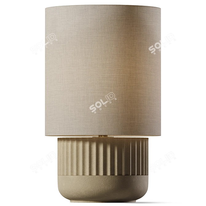 Modern Ribbed Concrete Table Lamp 3D model image 1