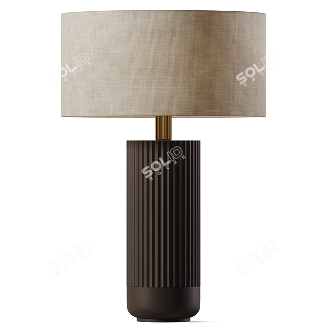 Chocolate Ribbed Concrete Table Lamp 3D model image 1