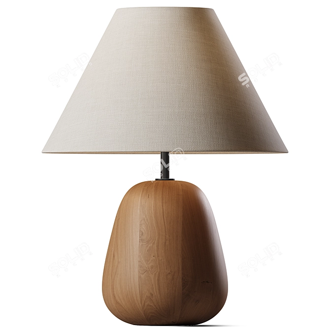 Sleek Groove Wooden Table Lamp 3D model image 1