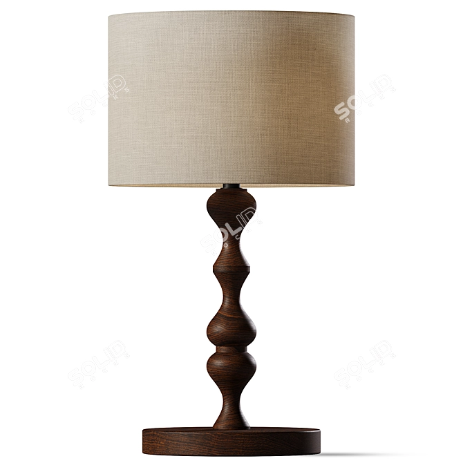 Rustic Elegance Wooden Table Lamp 3D model image 1