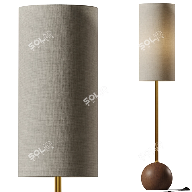 Sleek Metal Floor Lamp 3D model image 2