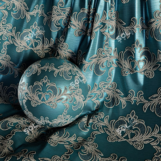 Damask Jacquard Brocade Fabric Set 3D model image 4