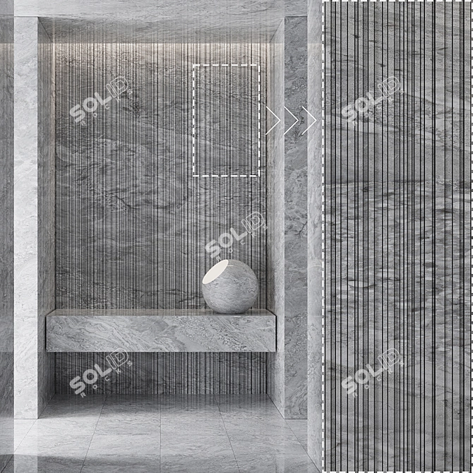 Marble Stone Texture Panels Set 3D model image 3