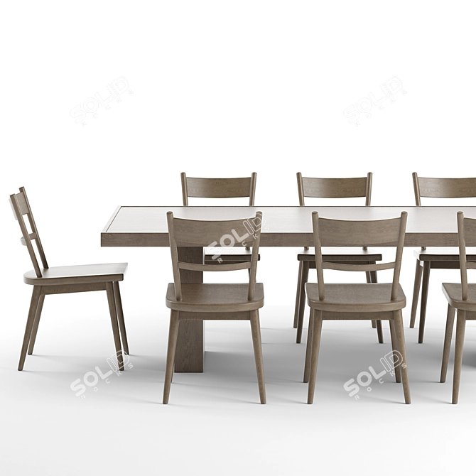 Wooden Dining Set with Arno Chair 3D model image 3