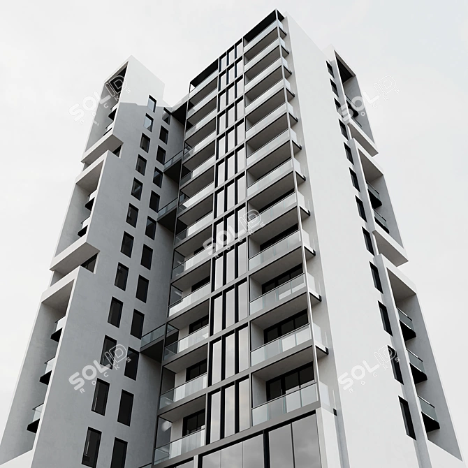 Modular Residential Building Model 3D model image 3