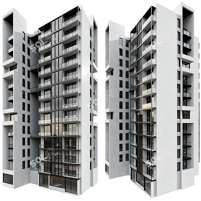 Modular Residential Building Model 3D model image 4