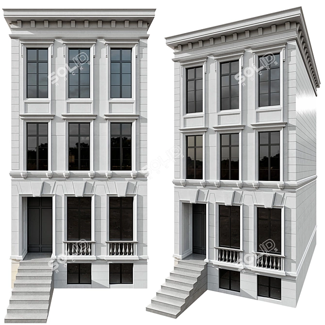 Detailed Neoclassic Building Model 3D model image 1