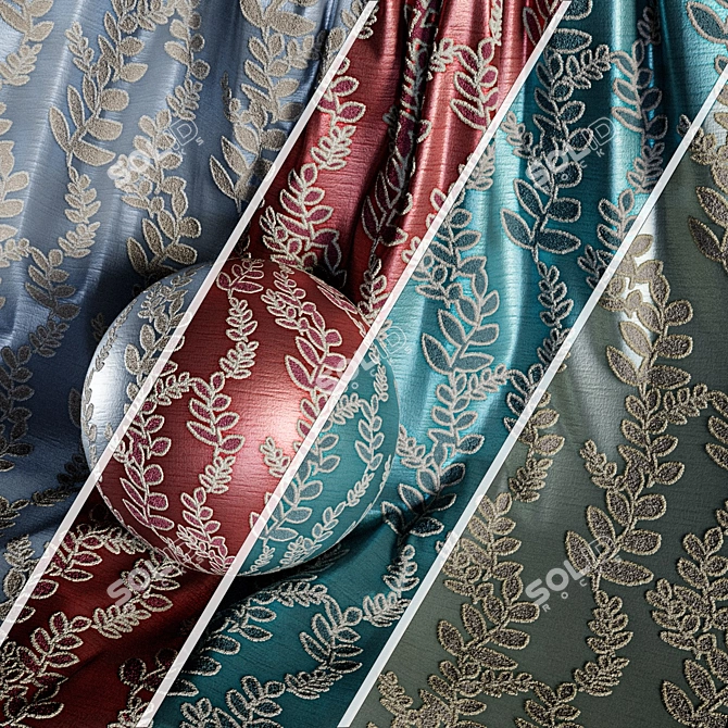 Damask Jacquard Brocade Fabric Set 3D model image 1