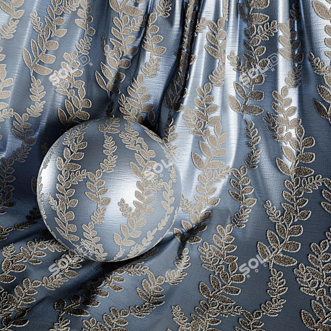 Damask Jacquard Brocade Fabric Set 3D model image 2