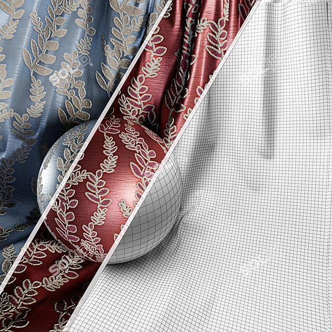 Damask Jacquard Brocade Fabric Set 3D model image 6