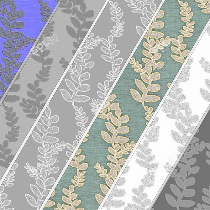 Damask Jacquard Brocade Fabric Set 3D model image 7