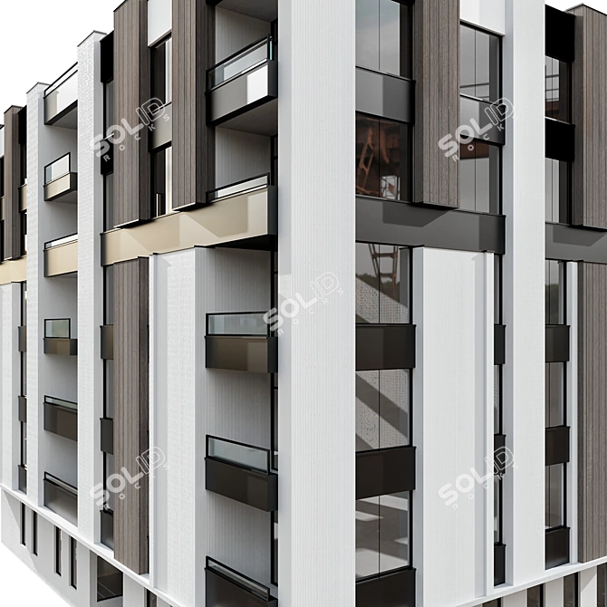 Detailed Building Model with Railing 3D model image 4