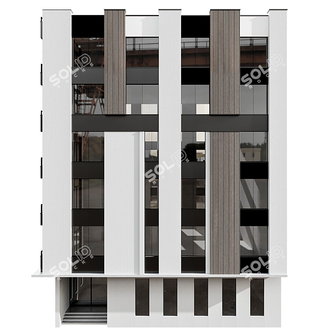 Detailed Building Model with Railing 3D model image 5