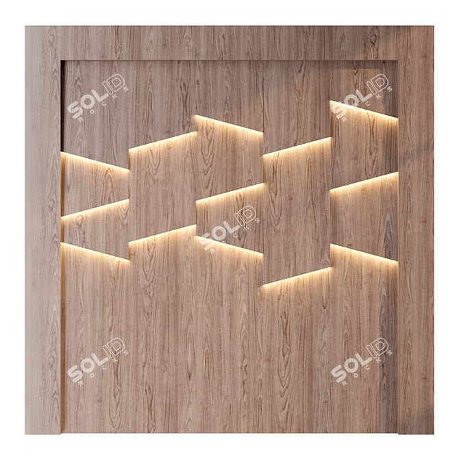 European Oak 3D Wall Panel 3D model image 3