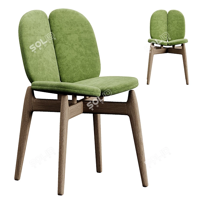 Modern Stained Ash Wood Chair 3D model image 1