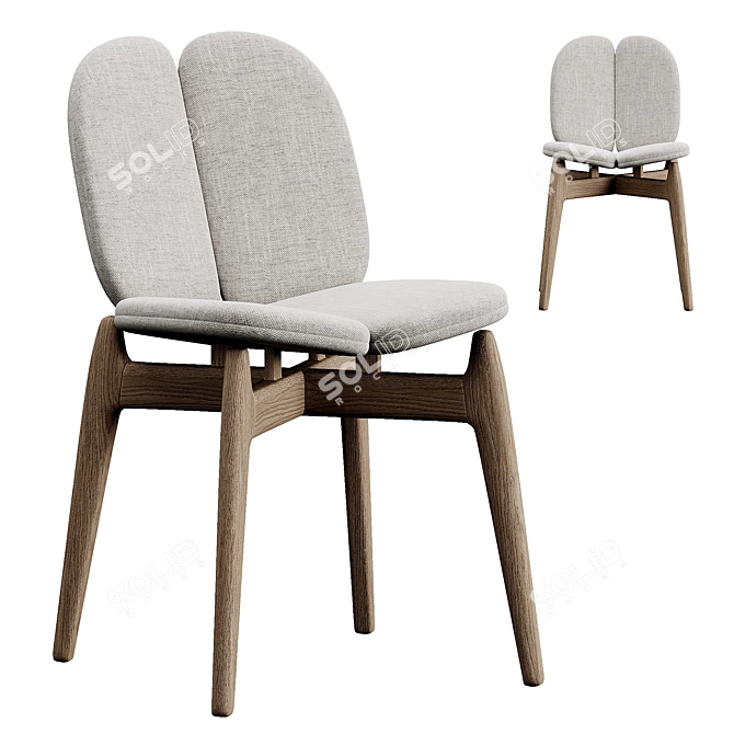 Modern Stained Ash Wood Chair 3D model image 4