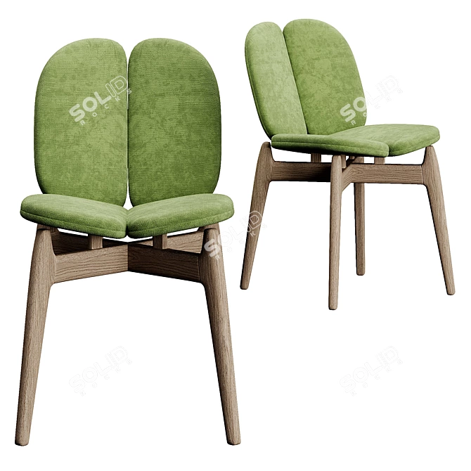 Modern Stained Ash Wood Chair 3D model image 7