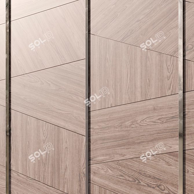 Dark Oak 3D Wall Panel 3D model image 3