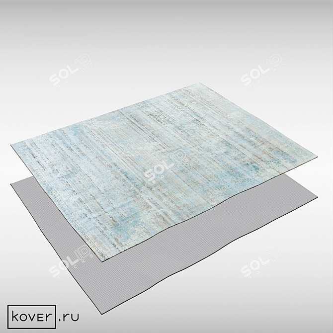 AMORE OX7-GREY-BLUE Floral Silk Rug 3D model image 4