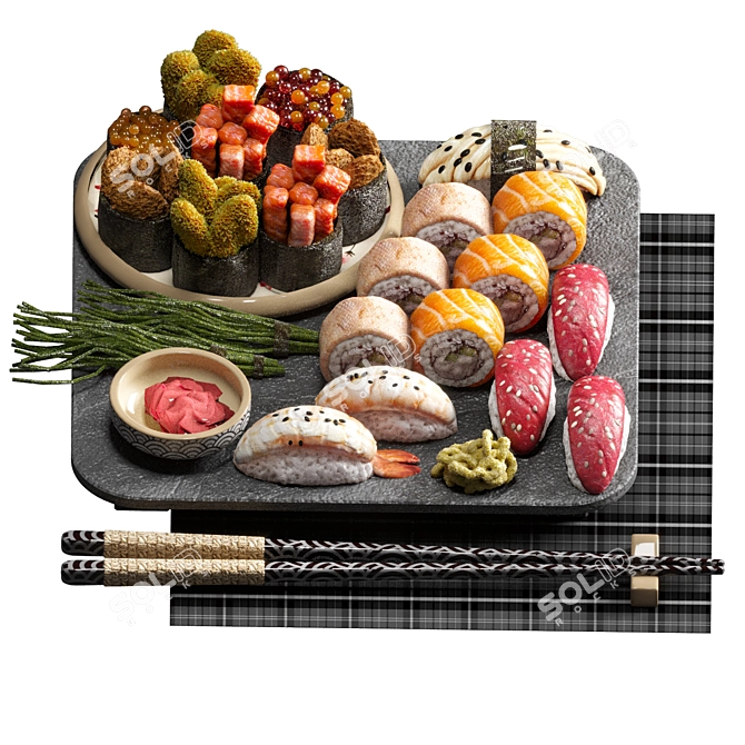 Japanese Style Food Set 3D model image 1