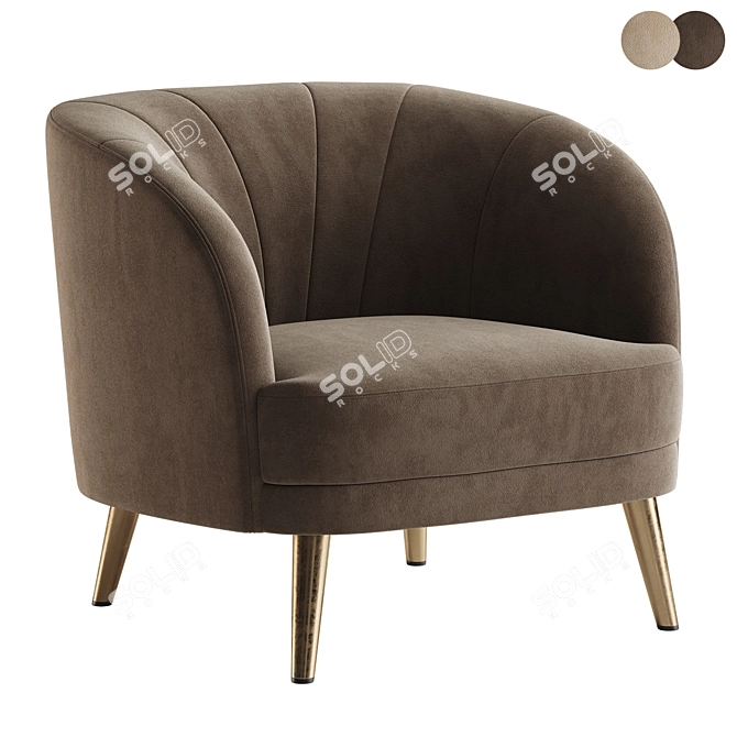 Luxury Velvet LEONE Armchair 3D model image 1