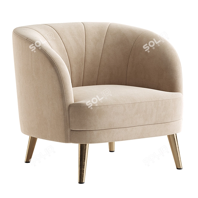 Luxury Velvet LEONE Armchair 3D model image 2