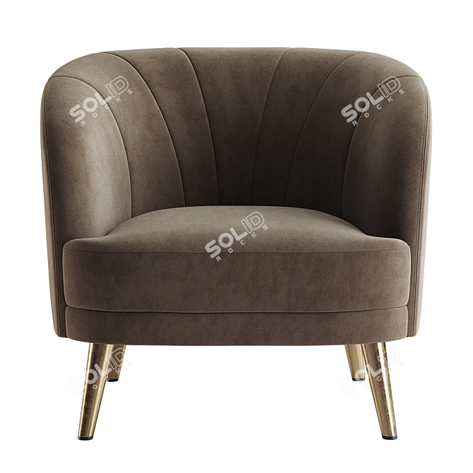 Luxury Velvet LEONE Armchair 3D model image 3