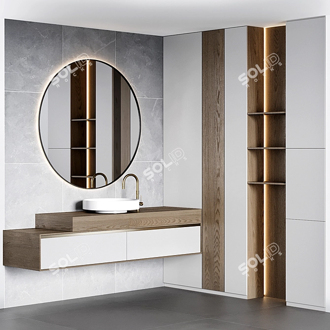 Modern Bathroom Furniture Set 3D model image 1