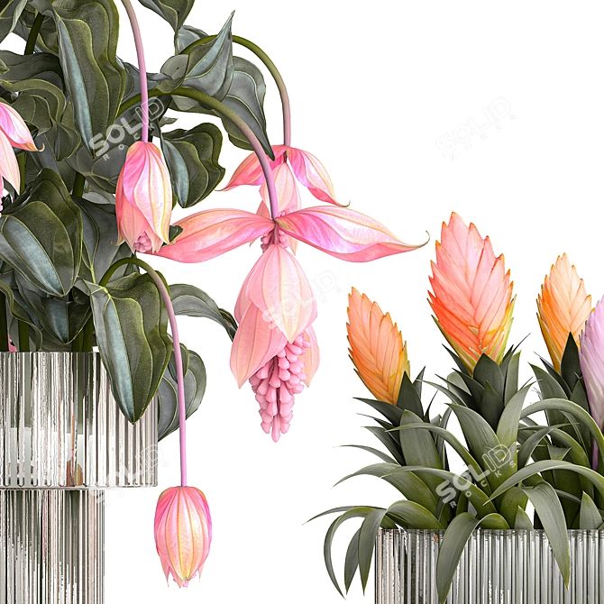 Exotic Floral Collection in Modern Vase 3D model image 2