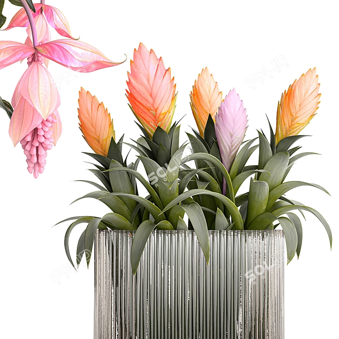 Exotic Floral Collection in Modern Vase 3D model image 4