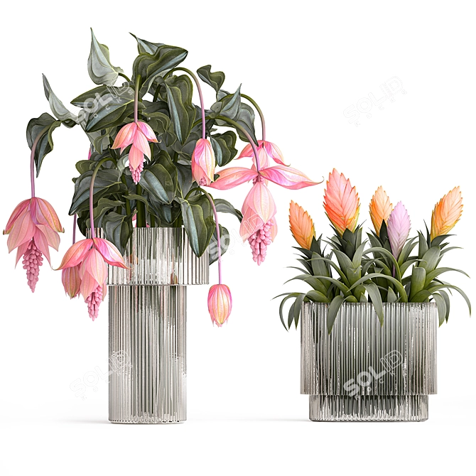 Exotic Floral Collection in Modern Vase 3D model image 5