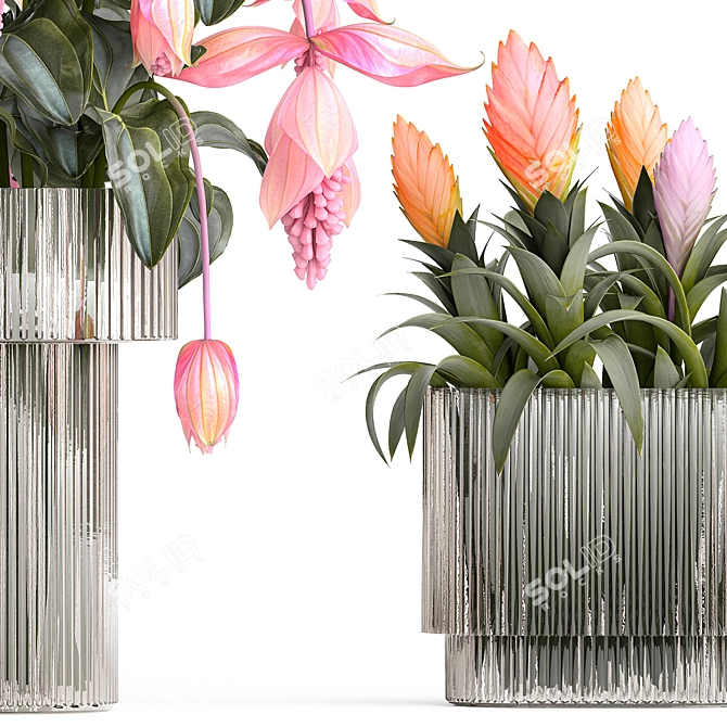 Exotic Floral Collection in Modern Vase 3D model image 6