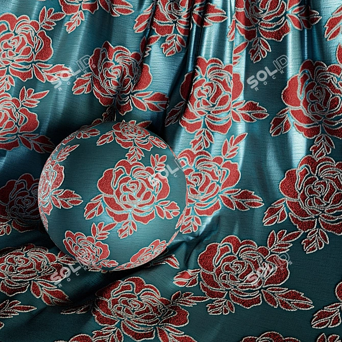 Damask Brocade Fabric Material Set 3D model image 2