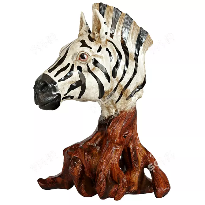 Root Zebra Head Sculpture 3D model image 1