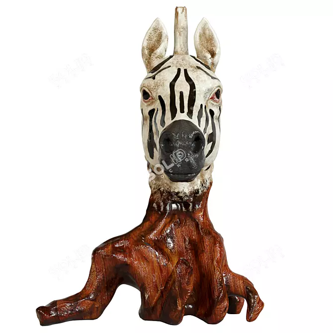 Root Zebra Head Sculpture 3D model image 2