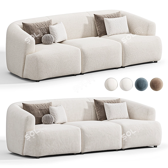 Elegant Sofia Modular Sofa Set 3D model image 5