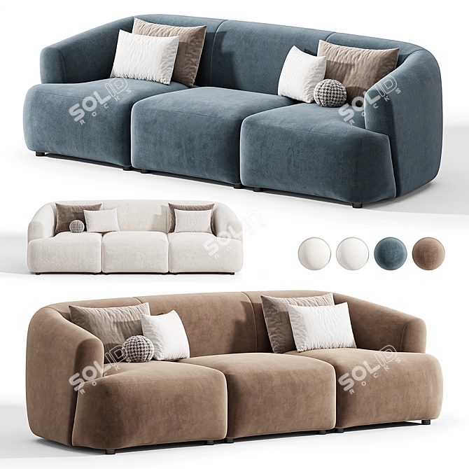 Elegant Sofia Modular Sofa Set 3D model image 6