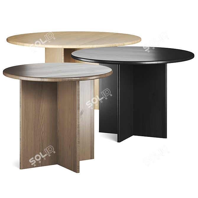 Modern Round Wooden Table, Vray/Corona 3D model image 1