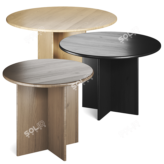 Modern Round Wooden Table, Vray/Corona 3D model image 2