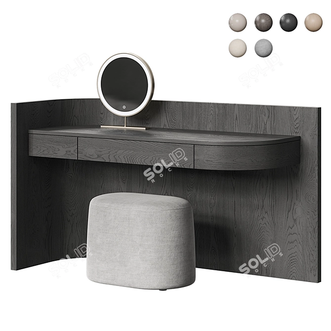 Elegant Vanity Table with Mirror 3D model image 2