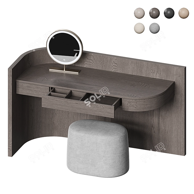 Elegant Vanity Table with Mirror 3D model image 3