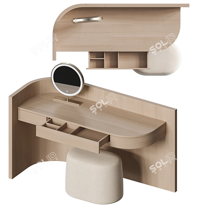 Elegant Vanity Table with Mirror 3D model image 5