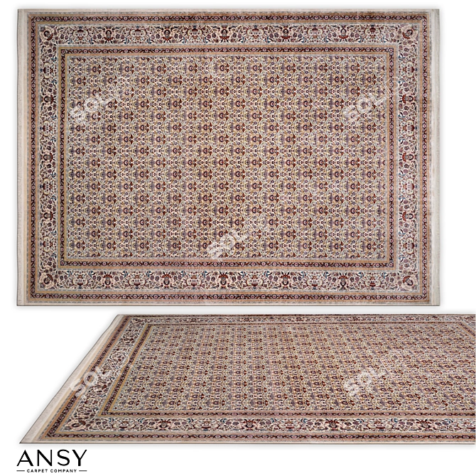 Handmade Birds Silk Rug 3D model image 1