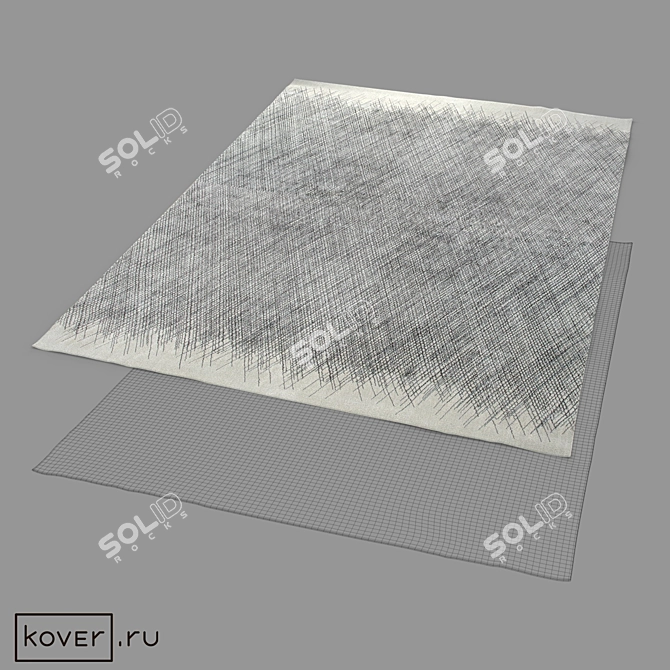 Modern Graphic Belgian Area Rug 3D model image 2