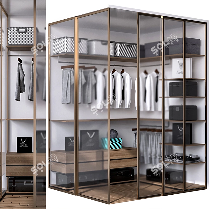 Customizable Wardrobe with Decorative Elements 3D model image 1