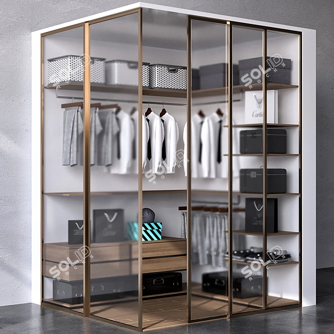 Customizable Wardrobe with Decorative Elements 3D model image 3