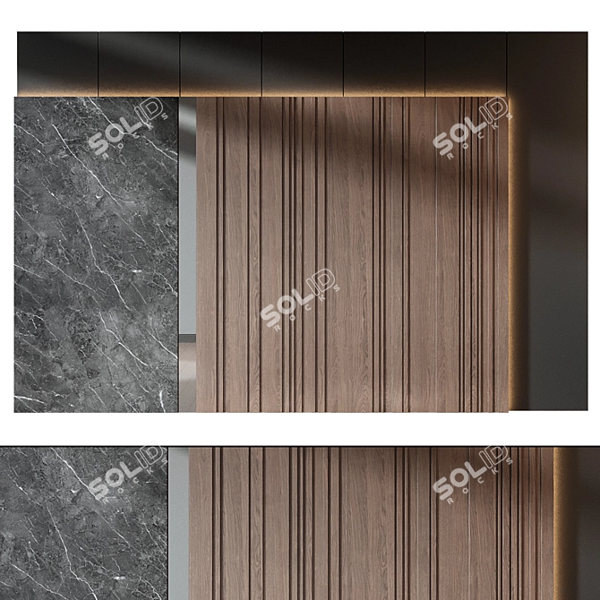 Wood Marble Wall Panel Set 3D model image 1