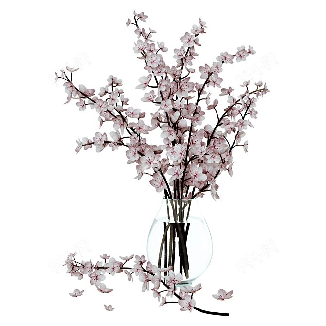 Sakura Branch Bouquet 3D model image 2