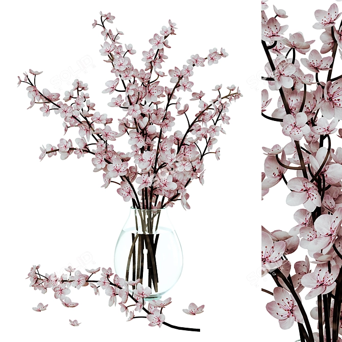 Sakura Branch Bouquet 3D model image 7